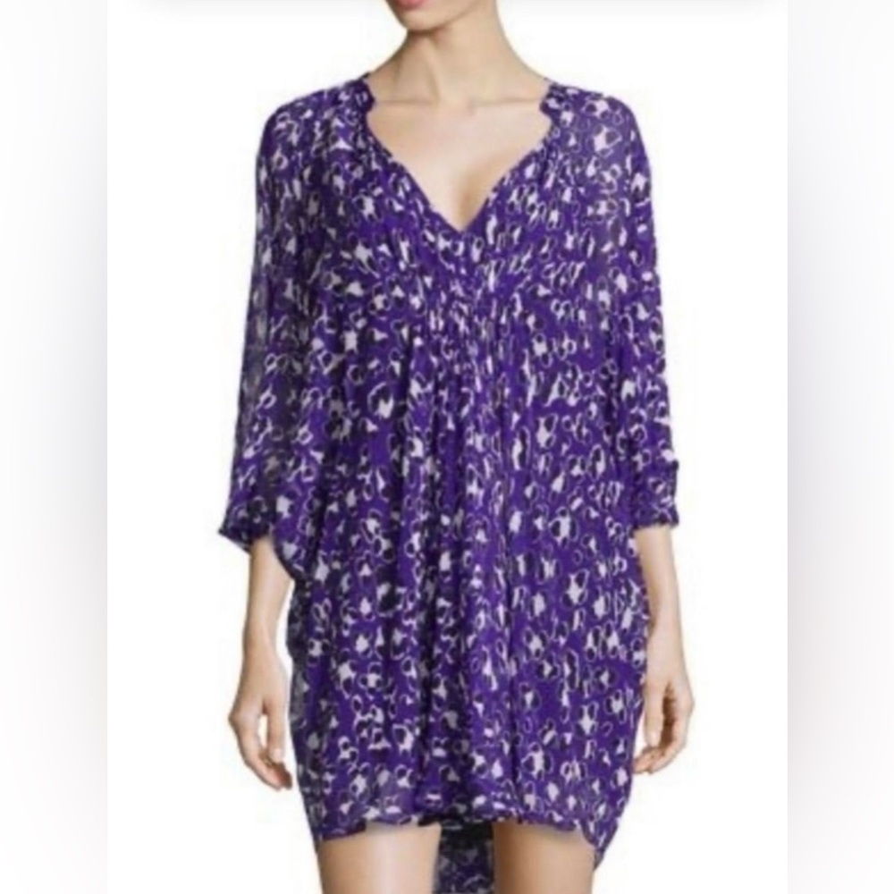 NWT Diane Von Furstenberg Fleurette Dress - Spotted Floral Cat Purple